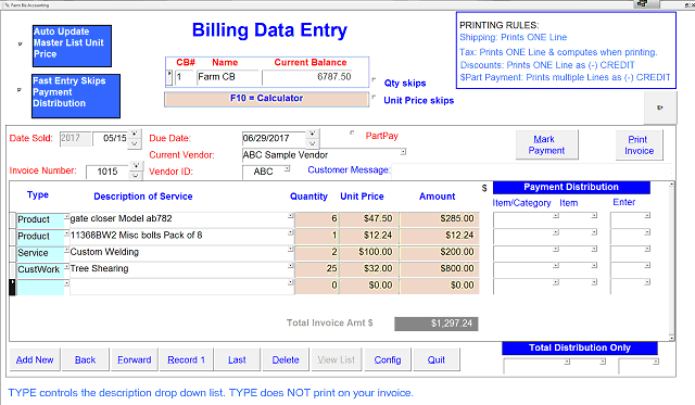 Billing Data Entry